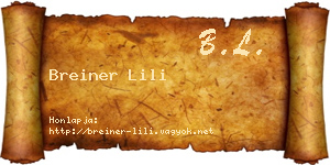Breiner Lili névjegykártya
